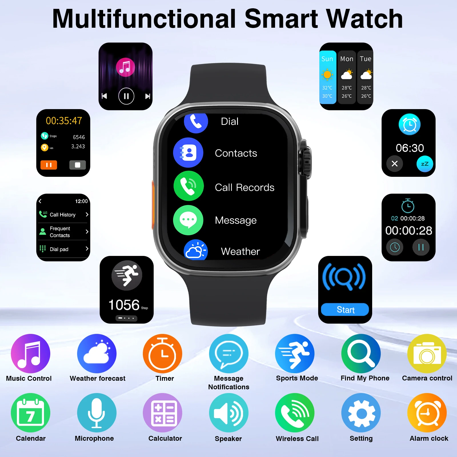 Latest Smart Watch, Premium HD Touchscreen, with Call Reminder/Multi-Dial/Multi-Sports Mode/Calendar/Weather Forecast/Alarm Reminder And More Functions, ,Suitable for Iphone & Android,Valentine'S Day/Christmas/New Year/Birthday Watch Gift