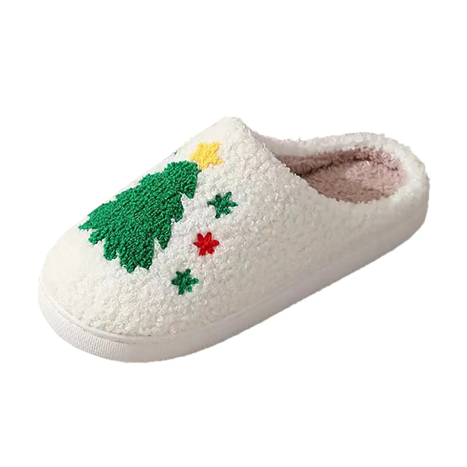 Christmas Ladies Padded Cotton Slippers Couple Models Holiday Models Printed Cotton Slippers Men and Women Home Warm Slippers