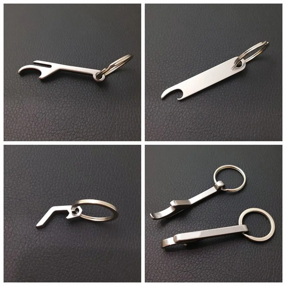 Portable Stainless Steel Beer Bottle Opener Keychain Metal Mini Beer Opener Keyring Pocket Tool Multifunctional Men Gifts