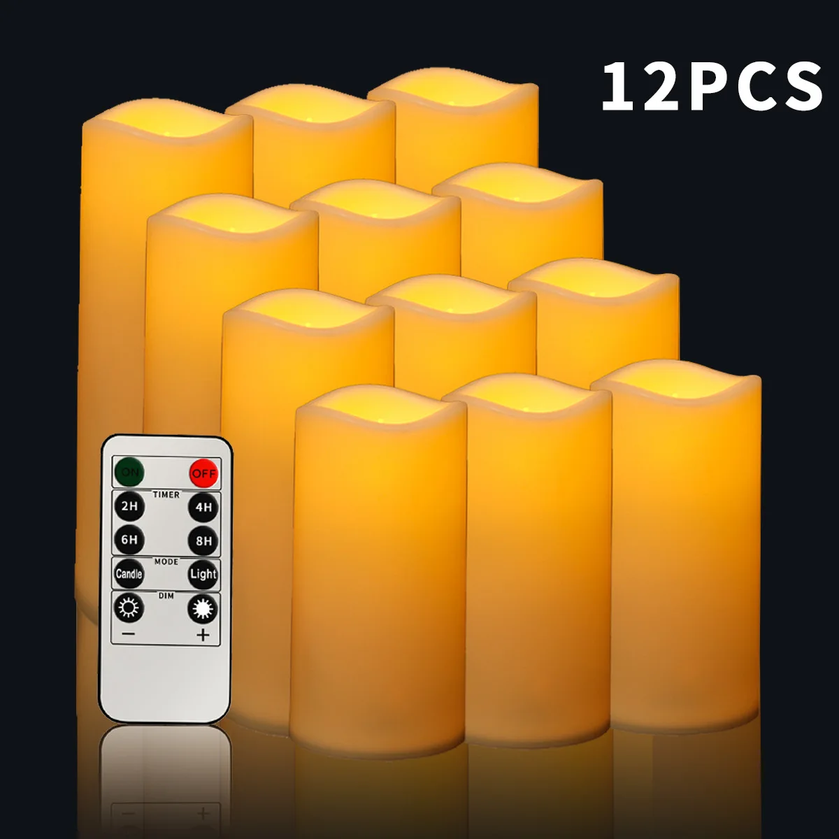Outdoor abs flameless Candles & Remote Control Timer,LED Flickering Battery Operated electric Pillar Candle for Camping Party