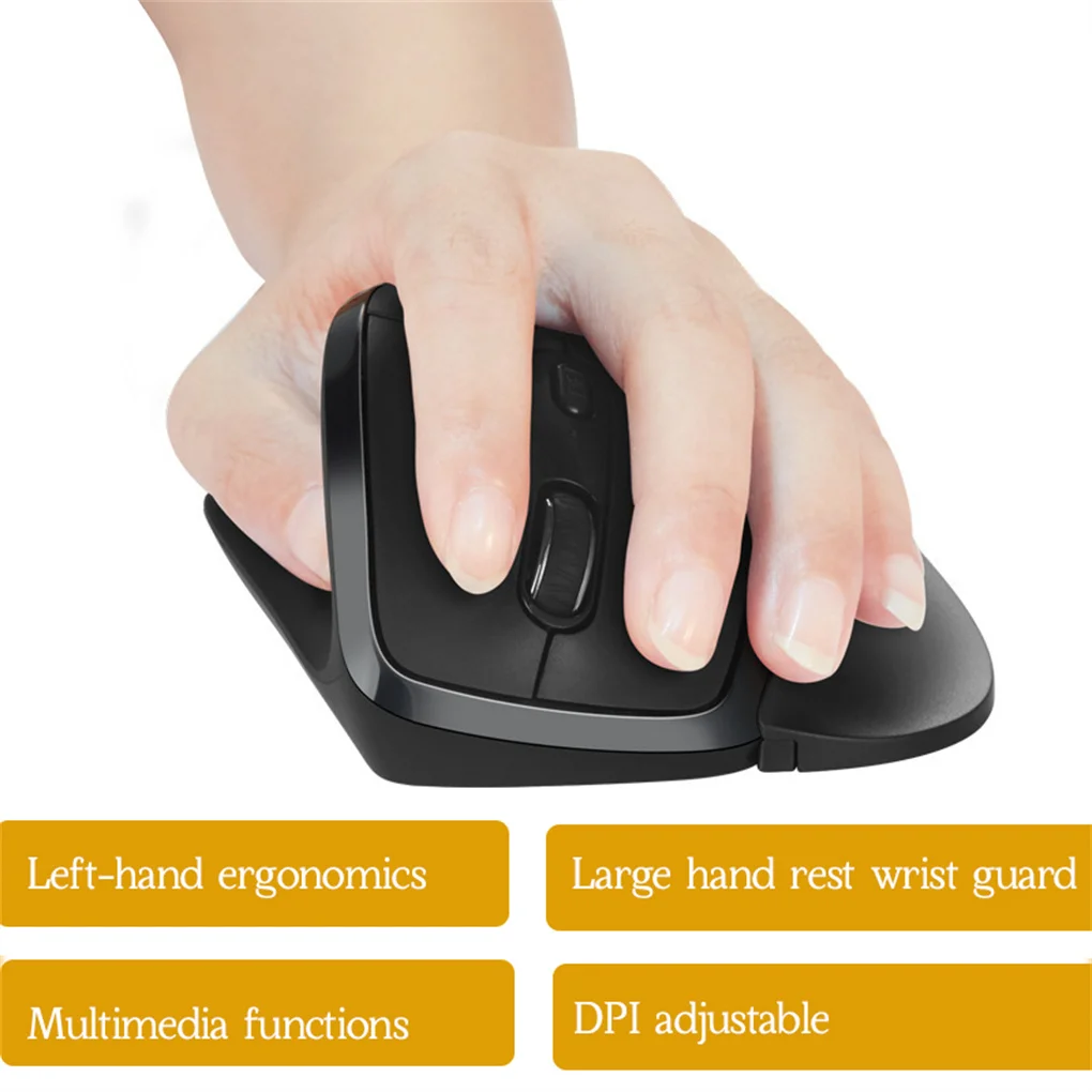 Wireless Mouse Ergonomic Left-handed Mouse Fast Scrolling USB Receiver for PC Computer Laptop