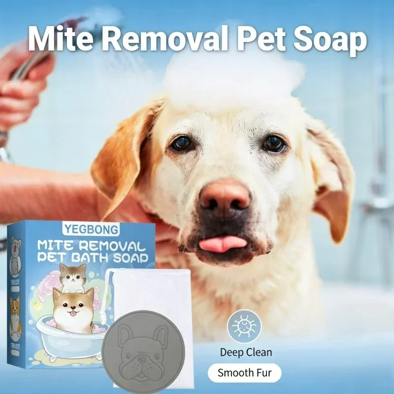Anti-Milben-Seife für Hunde und Katzen Körperdeodorant Reinigung Lindert Hautjucken Milben- und Flohenbehandlung Haarpflege Duschprodukte