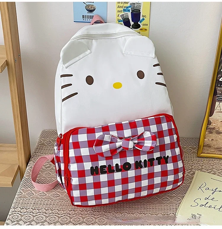 

New Sanrio Kawaii Anime Cartoon series HelloKitty Creative Yan value bow cute backpack student bag girl heart gift hot sale