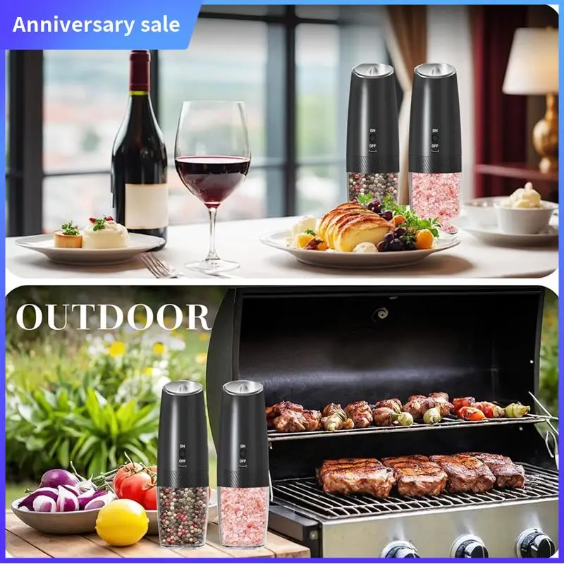 

Перезаряжаемый набор мельниц для соли и перца, электрическая гравитационная электрическая мельница для соли и перца, регулируемая степенька, светодиодный светильник