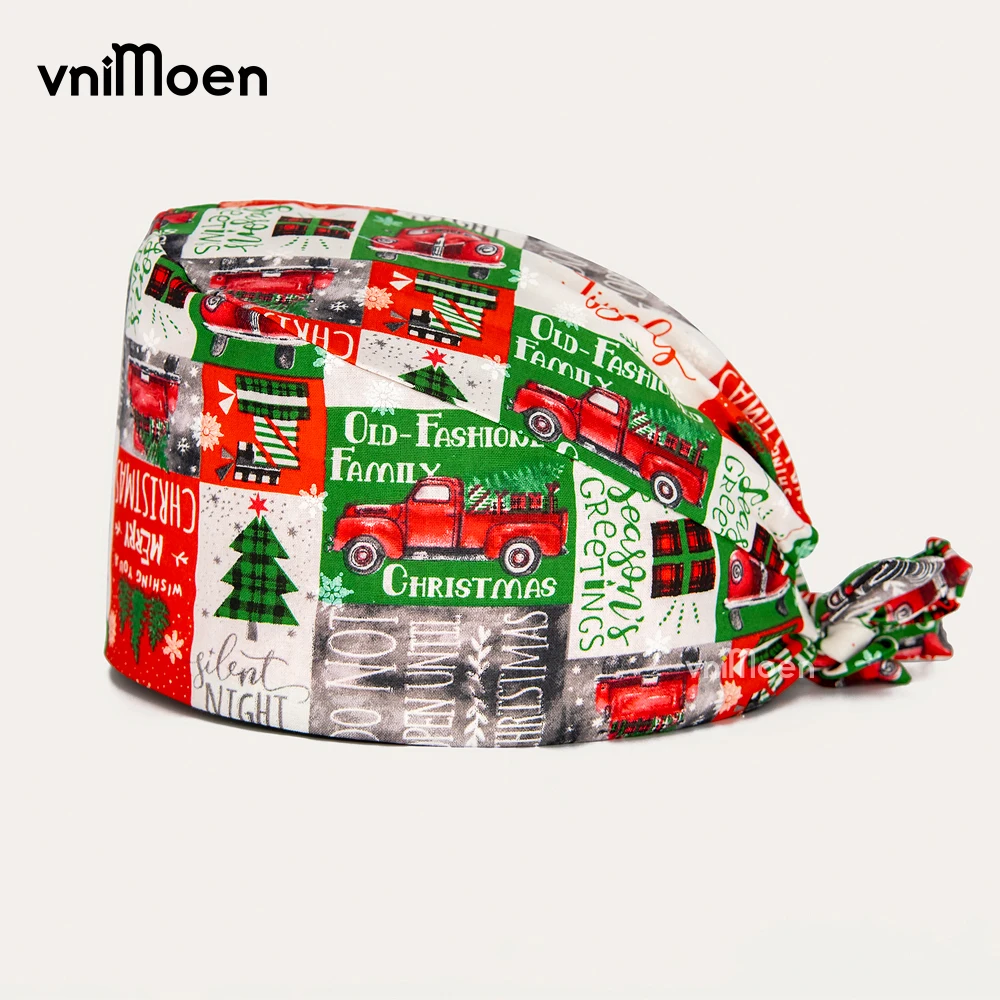 2024 جديد عيد الميلاد الدعك قبعات سانتا كلوز طباعة قبعة الحيوانات الأليفة الاستمالة وكالة غطاء الرأس العمل الدعك قبعة التمريض غطاء غبار #2