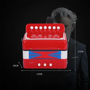 Mini accordion for children, musical instruments, 3 air buttons, pink, red, white, child, children, children, beginners, 10 keys 8 Main Sales Children's accordion - №1