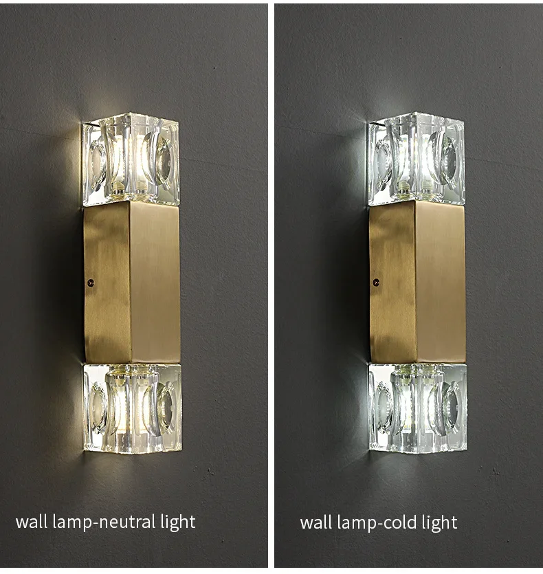 معلقة الذهب كريستال الثريا النحاس مصباح لغرفة النوم مرحاض الحمام الفاخرة الشمعدانات أضواء مرآة الجدار ضوء الممر #5