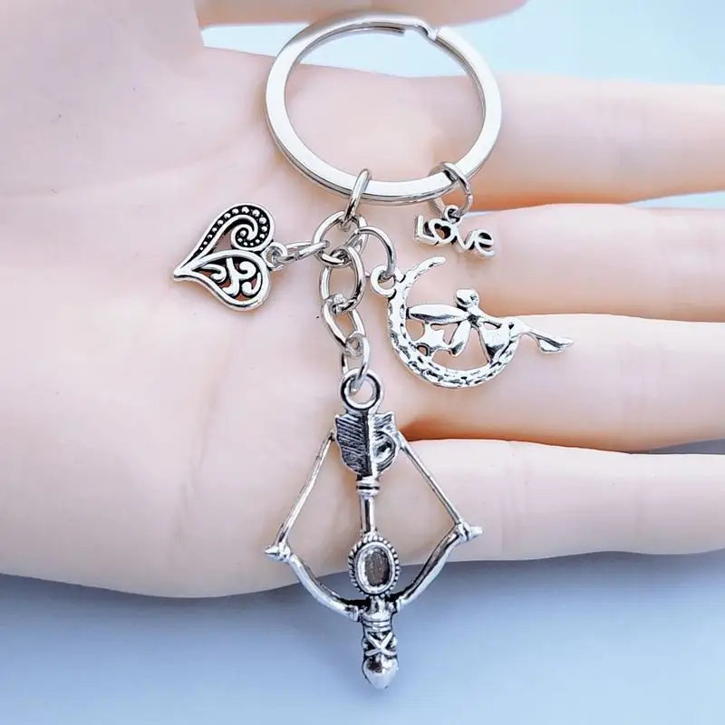 10Pieces Angel Cupid's Arrow Feather Bow and Arrow Couple Friends Valentine's Day Gift Keychain Backpack Pendant