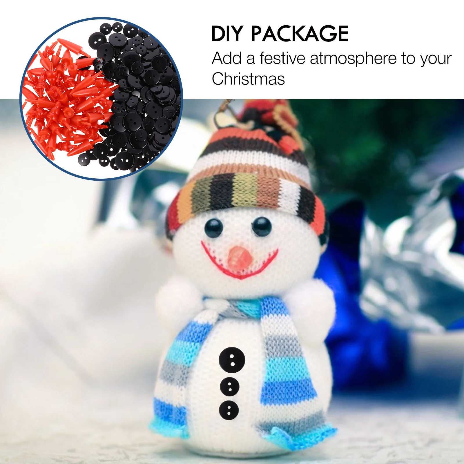 

260Pcs Snowman DIY Decorating Kit High Quality Christmas Snowman Accessories Durable Handmade Ornament Nose Buttons