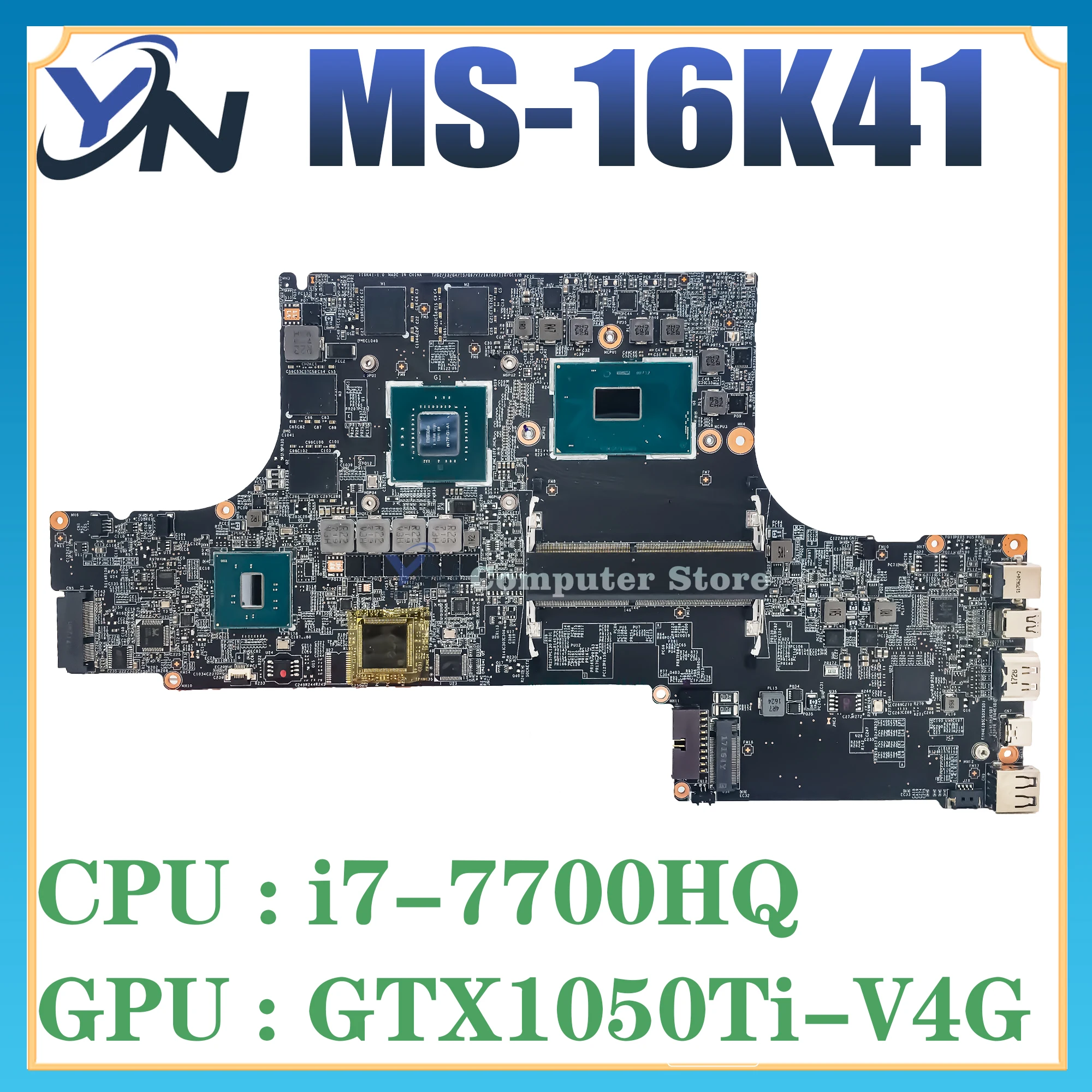 MS-16K41 Mainboard For MSI Stealth PRO GS63V GS73VR MS-16K4 Motherboard With i7-7TH And GTX1050Ti-V4G 100% Test Ok