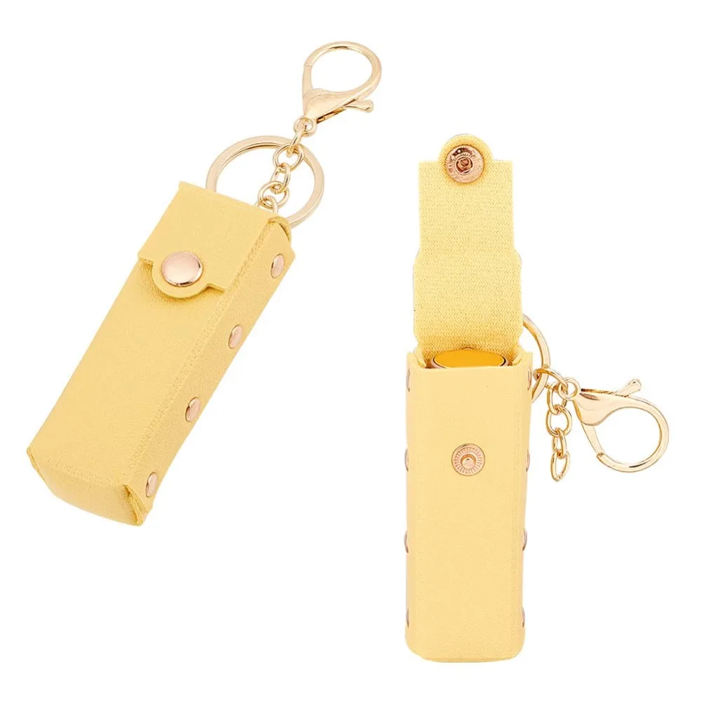 2pcs Chapstick Keychain Holder, 6 Inch PU Leather Lipstick Organizer Holder with Keychain Mini Lip Gloss Travel Storage Case