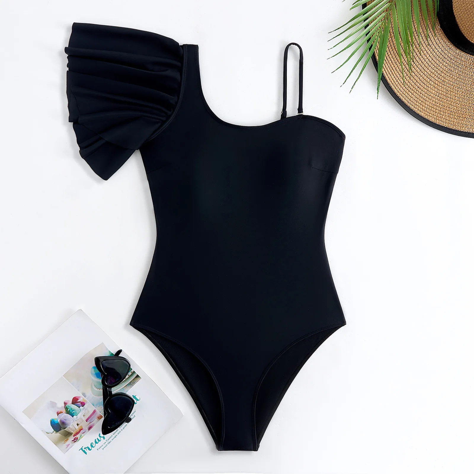 Sexy maiô feminino de uma peça com borda plissado conjunto de duas peças saia de malha maiô beachwear monokini ternos de natação femininos