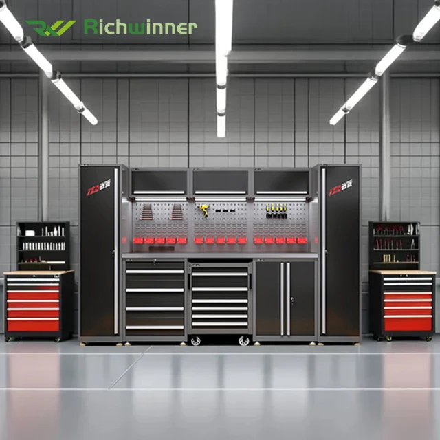Garage Tool Cabinet Pegboard Combination Group Modular Workbench Workshop Tools Storage Organizer Heavy Duty Tool Trolley