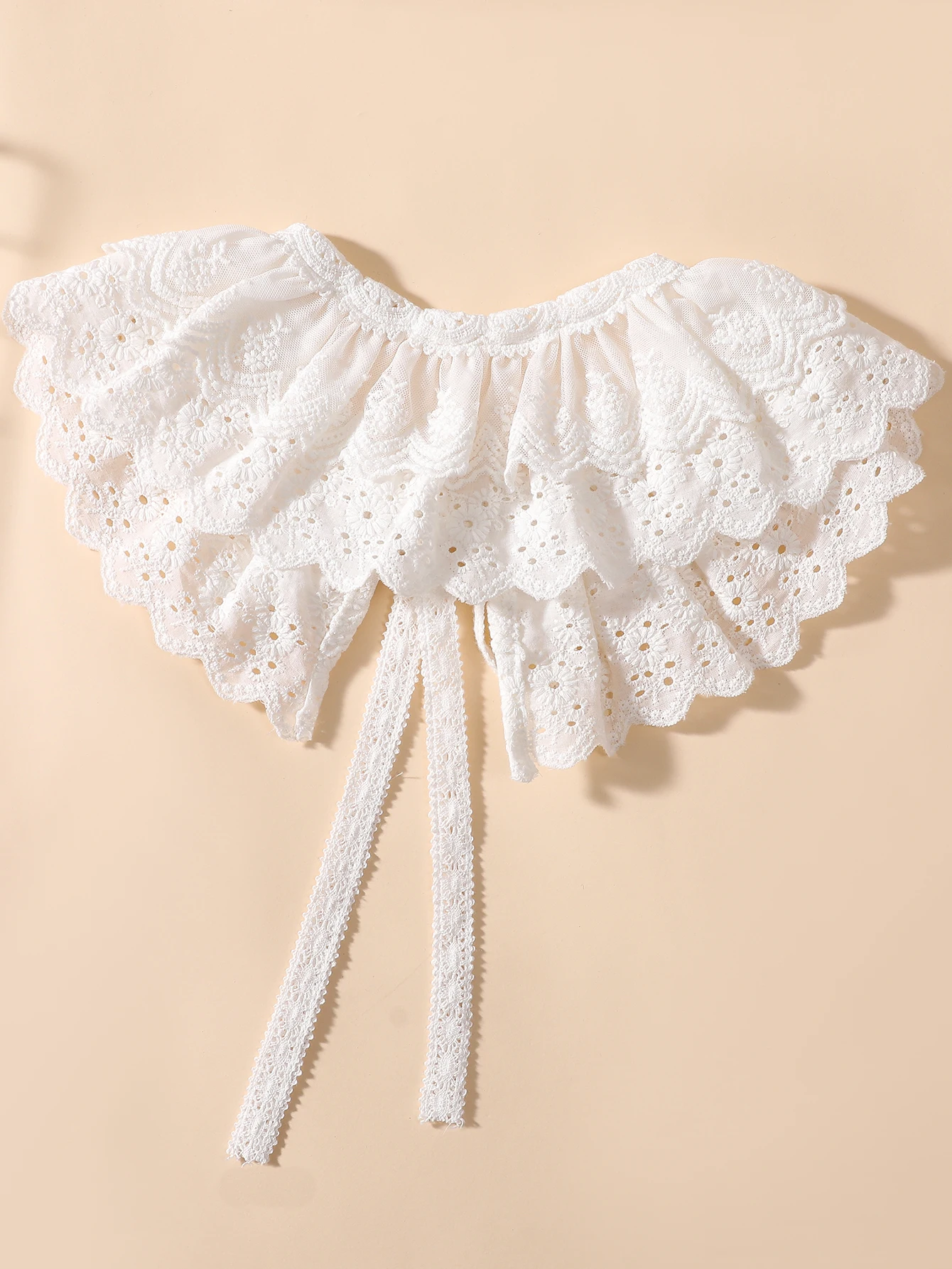 Women\'s New Shoulder Collar with Fashionable Embroidered Double-layer Lace and Pleated Decorative Shawl Collar