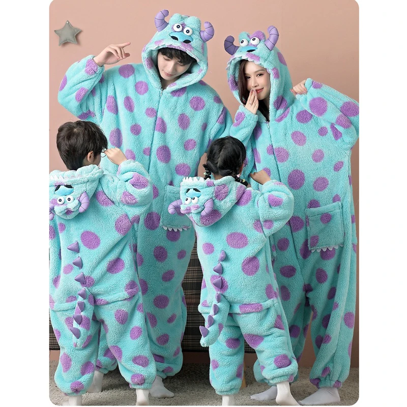 Pijamas de mujer Sully Onesies dibujos animados Anime Kigurumi hombres Halloween monstruo Cosplay disfraz niños Pijamas traje Unisex ropa de casa