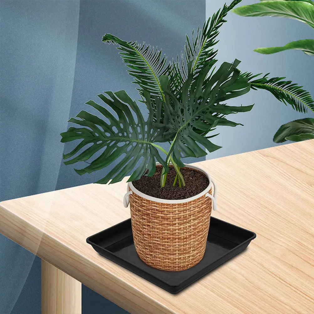 4Pcs Heavy Duty PP Plant Saucer Rectangle Pot Tray Water Catcher for Indoor Outdoor Plants Soil Spill Prevention Plant Drainage