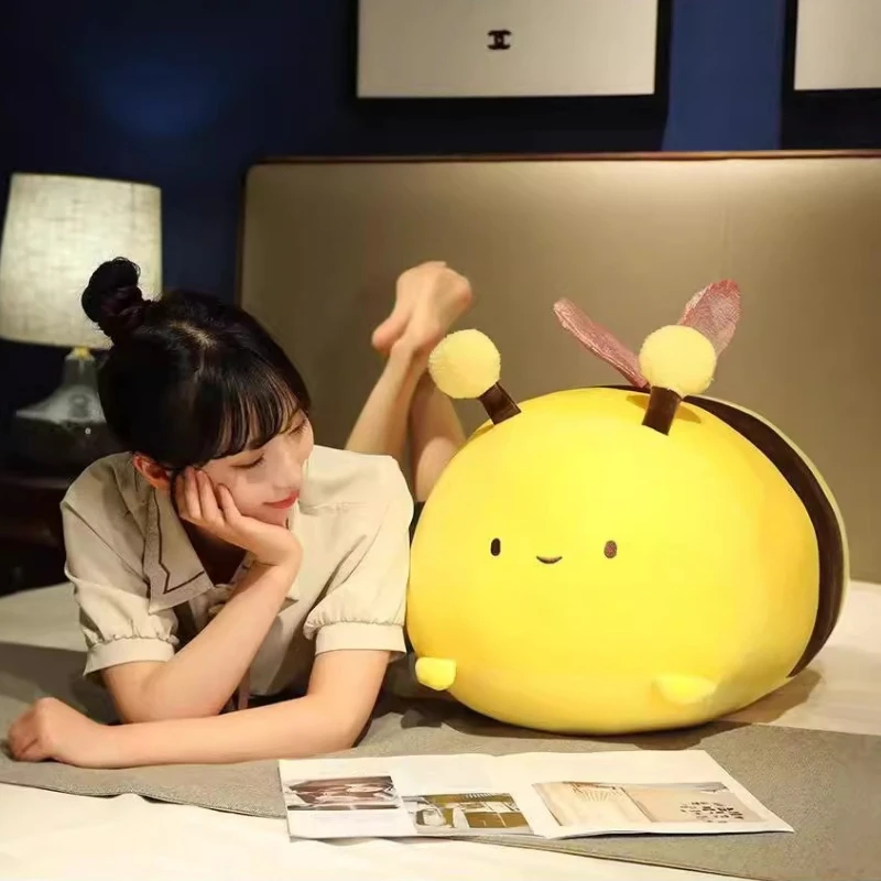 귀여운 벌 플러시 베개 봉제 만화 동물 인형 슈퍼 소프트 포옹 베개 침구 수면용 귀여운 생일 선물 어린이용