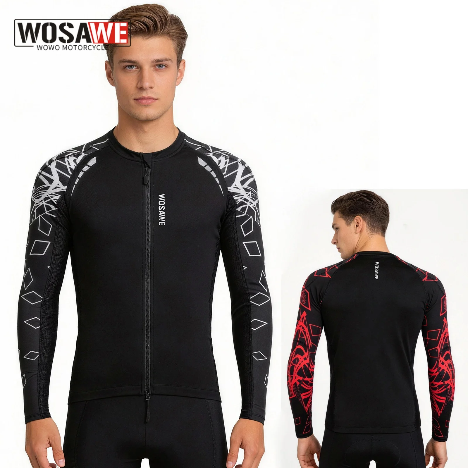 

WOSAWE Summer Breathable Motorcycle Jacket Black New Men's Riding Clothing Light Elastic Quick Dry Motorbike Coat