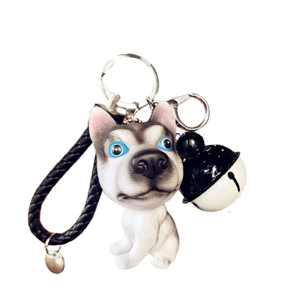 Trendy Cartoon Cute Dog Keychains Interior Accessories Puppy Car Key Ring Siberian Husky Stainless Steel Bag Pendant Gift