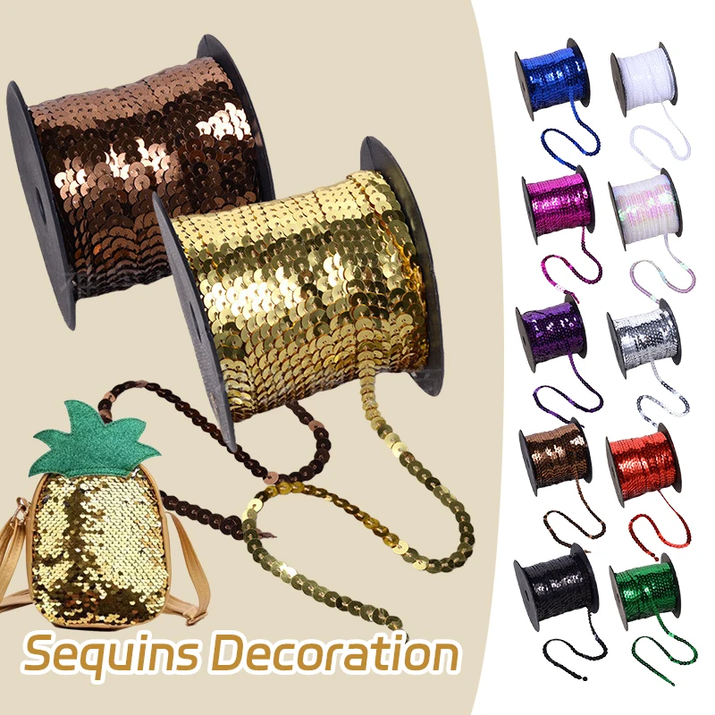 

100 Yards Colorful Sequins Ribbon Round Flat Laser Paillettes Trims Sequin For DIY Sewing Garment Bags Party Decoration Crafts