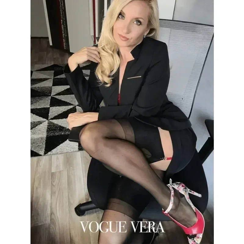 1 Pair Women's Black Backseam Lockstitch Nylon Non-Elastic Elegant Vintage French Sexy Thigh High Stockings,