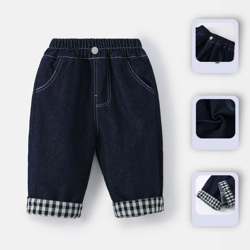 

Весенние детские брюки для мальчиков RAISE: прямые свободные повседневные джинсы в клетку для малышей и детей 1-8 лет