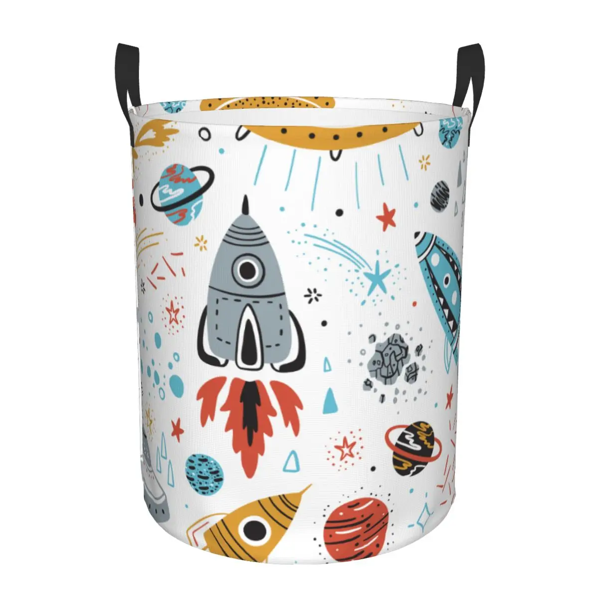 Laundry Basket Cartoon Rockets Planets Stars Comets UFO Cloth Folding Dirty Clothes Toys Storage Bucket Household Storage Basket