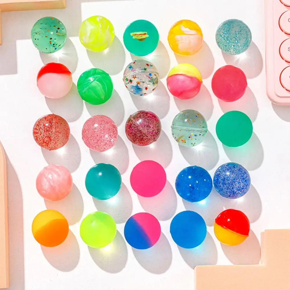 Mini Gradient Color Colorful Bouncy Ball Creative Bouncing Shiny Rubber Ball Elastic Transparent Sequin Jumping Ball Gift