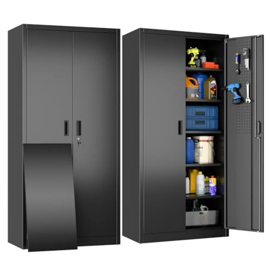 Metal Storage Cabinets with 2 Doors and 5 Adjustable Shelves, 71