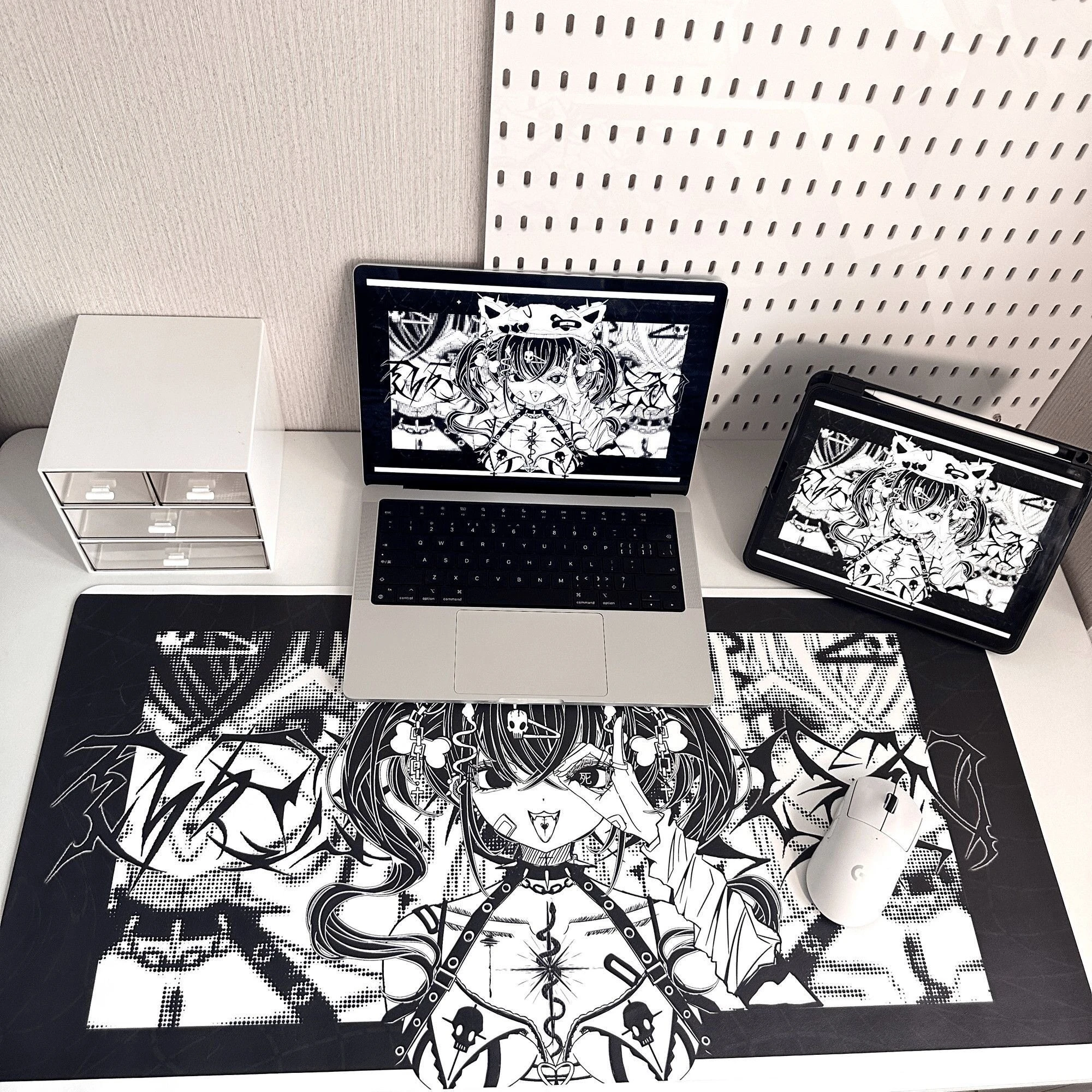 Gothic Cross Dark Anime Girl Y2K Leather Mouse Pad Gamer Mousepad Student Office PU Leather Mouse Mats Desktop Computer Desk Pad