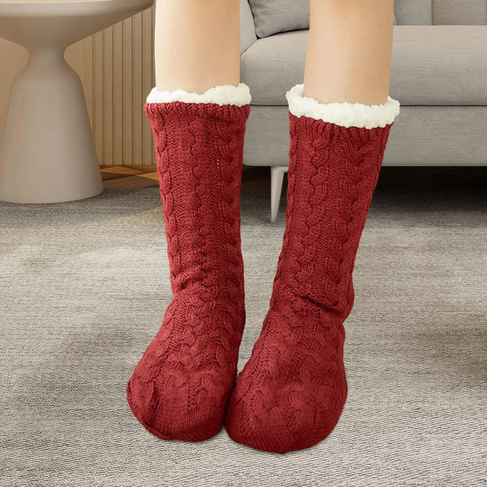 Winter Indoor Non Slip Thermal Socks Floor Socks Thick Velvet for Ladies Leg Warmers for Office Home Valentine’S Day Gift