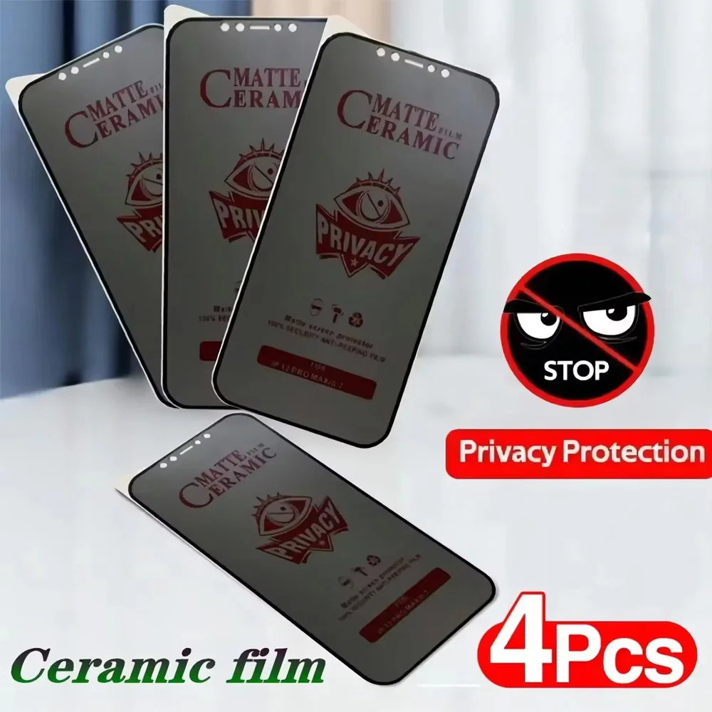 4PCS Matte Privatsphäre Keramik Film Für iPhone 17 Air 16 15 14 13 12 11 Pro Max Plus Mini 6 7 8 SE XS XR Soft Cover Screen Protector
