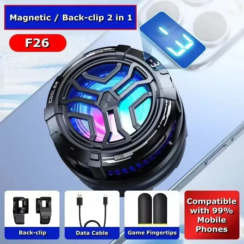 F26 Portable Mobile Phone Magnetic Semiconductor Cooling Radiator Type-c System Back-clip Game Cooler for IOS Android Universal
