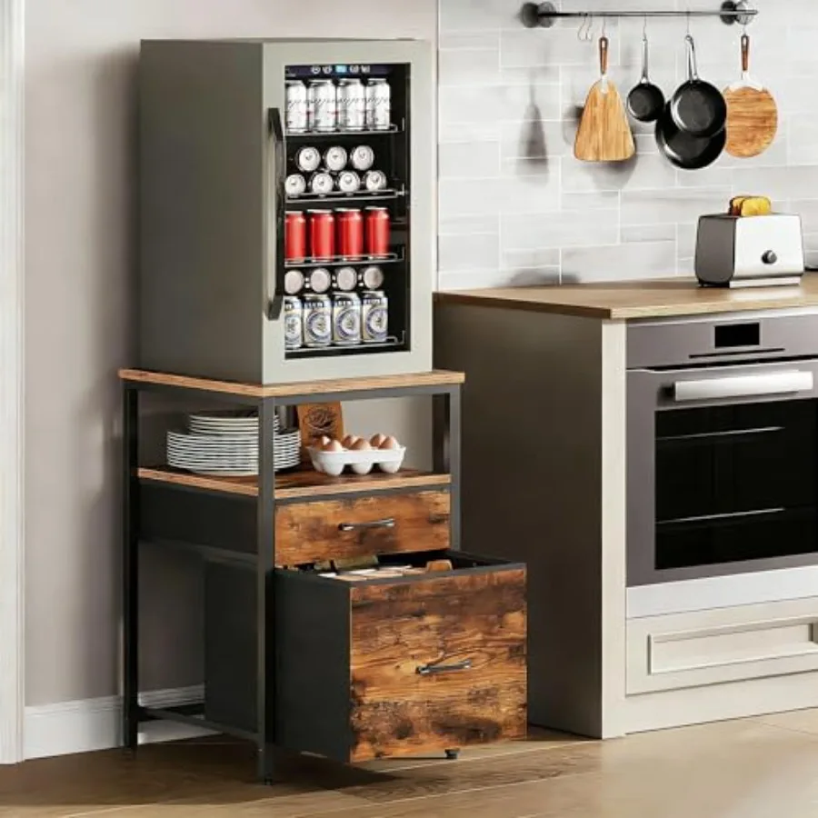 

Mini Fridge Stand with 3 Storage Mini Fridge Cabinet Beverage Fridge Table Heavy Duty * W Tabetop for Dorm Apartment Office Bed