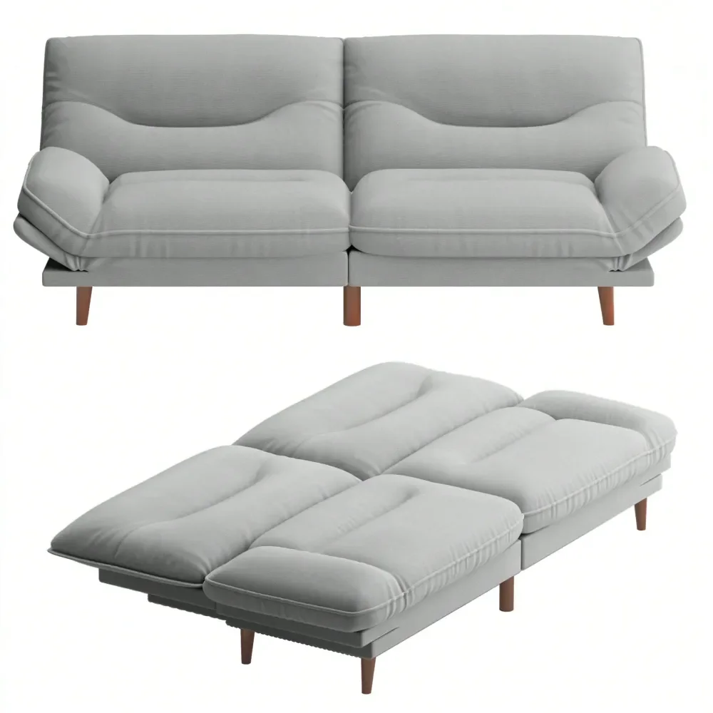 Futon Sofa Bed, Comfy Loveseat Sleeper Sofa With Adjustable Backrest Armrest, 2 Seater Twin Futon Couch For Living Room Bedroom