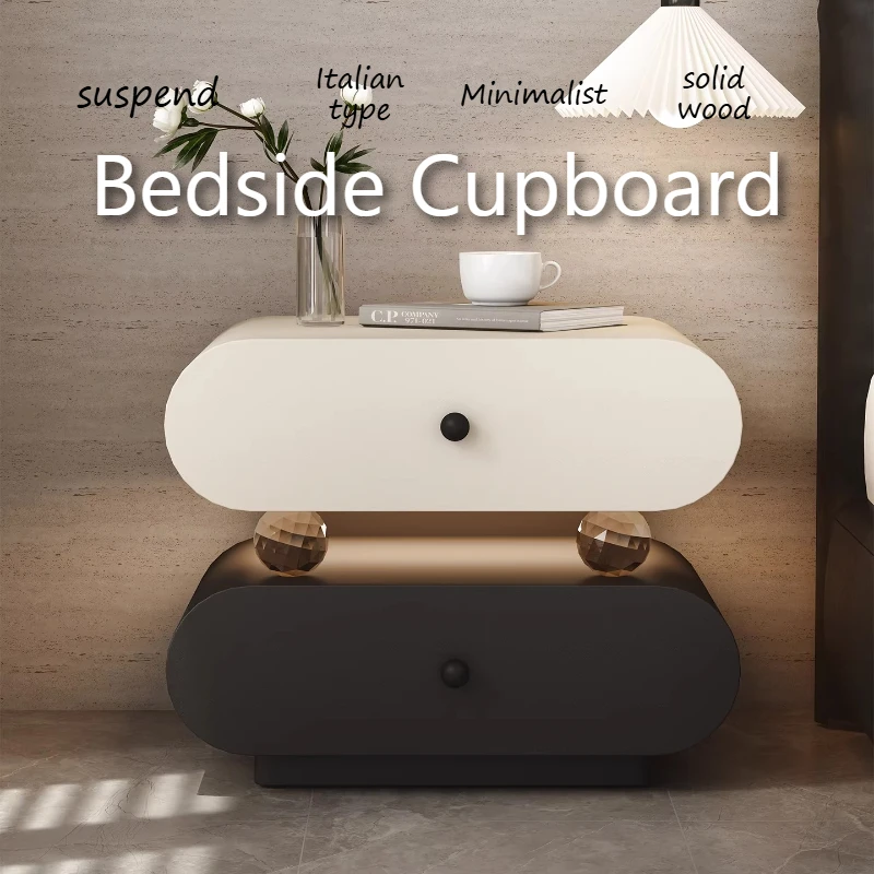 

2026 New Bedside Table Suspended Minimalist Solid Wood Art Nightstands Cabinet Storage Home Bedroom Creativity Room Decoration