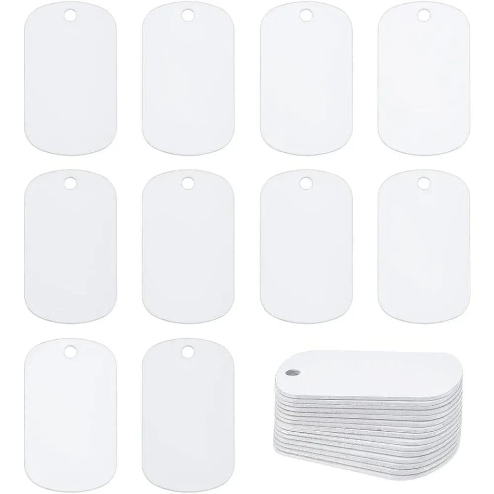

Алюминиевая пустая прямоугольная алюминиевая штамповочная бирка, пустая бирка для собак, двухсторонняя переносная бирка для брелоков «сделай сам», бирки для домашних животных, проект 2x1 дюйма