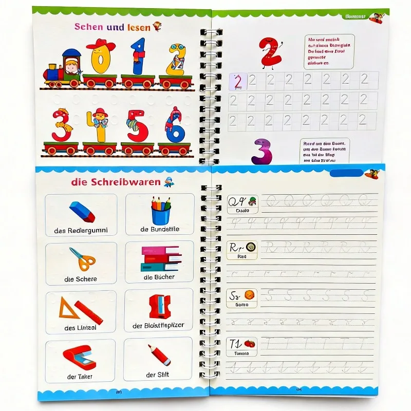 Russian Alphabet Writing Activity Copybook Practice Calligraphy Practice Sets, Alphanumeric Exercise Books 4 Groove Books