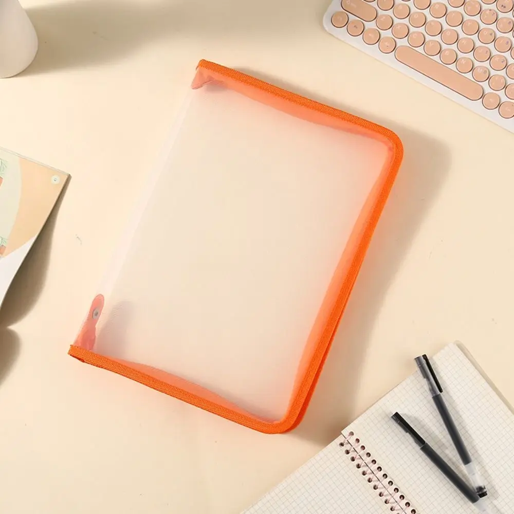 

Multifunctional Transparent Zipper Pouch Solid Color PP File Pocket Stationery Storage Large Capacity File Folder Bag Students