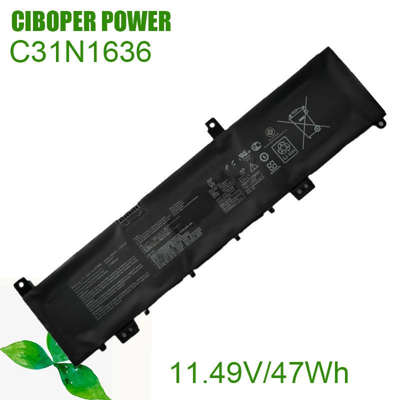 CP Laptop Battery C31N1636 11.49V/47WH /4165mAh For VivoBook N580VN N580VD NX580V X580V X580VN NX580VD7300 NX580VD7700 Series