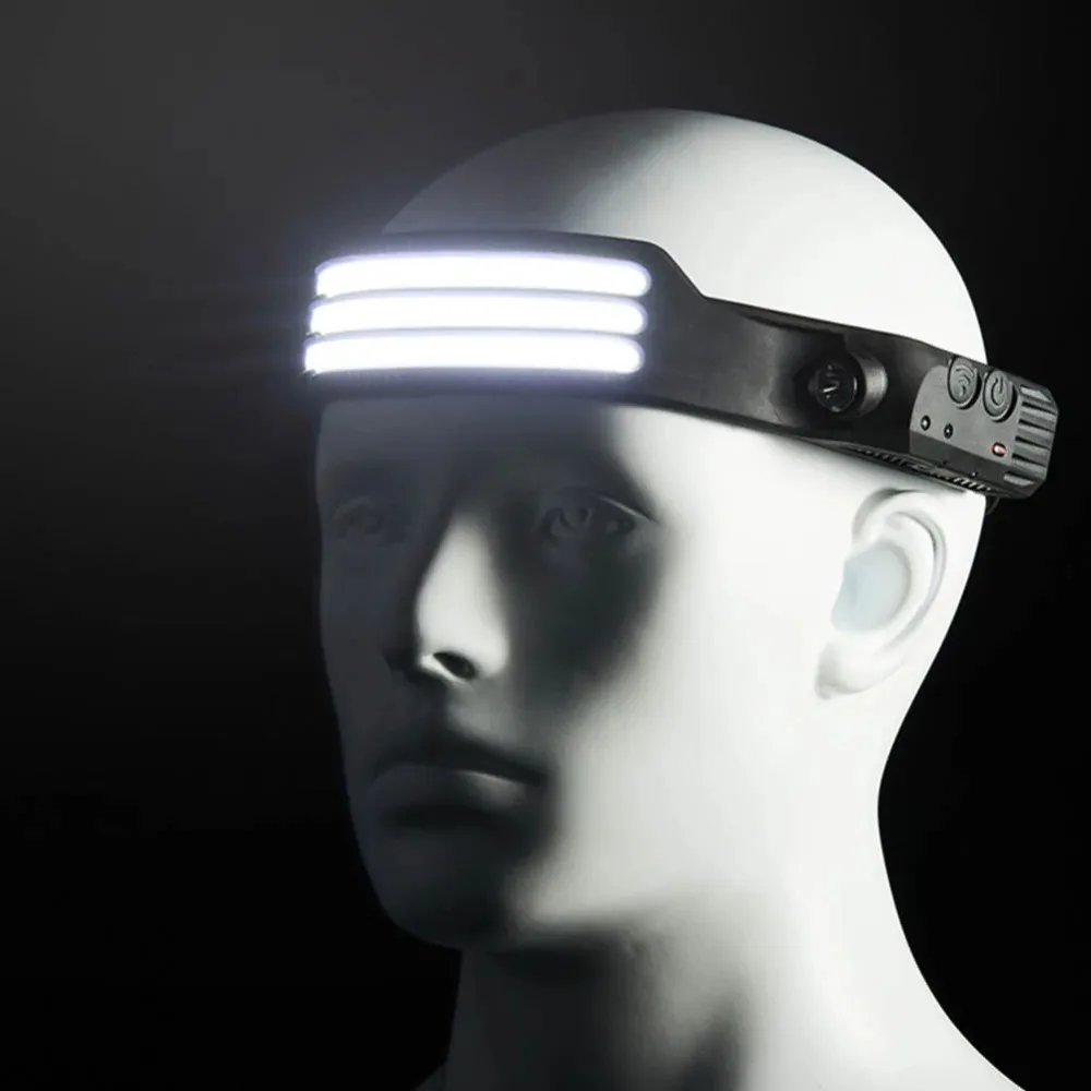 COB LED Waving Induction Headlamp Portable Camping Headlight  Motion Sensor Head Lamp USB Rechargeable Waterproof Flashlight