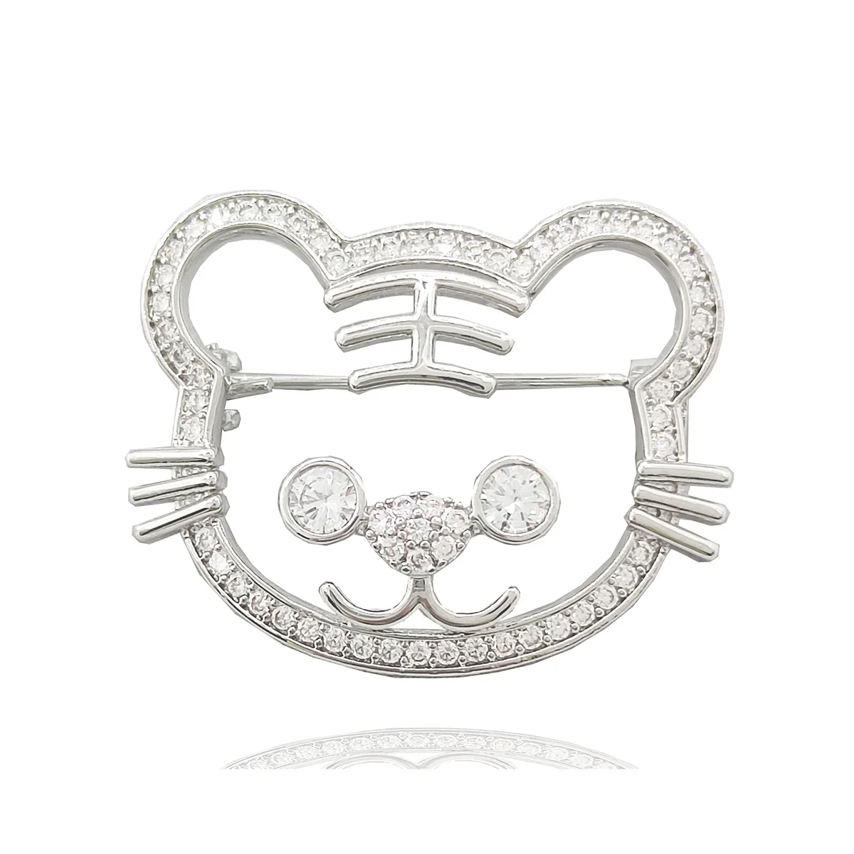 Blucome Newest Fashion Small Cat Shape Brooches Crystal Copper Animal Brooch  Suit Scarf Hijab Pins for Women Girls kids 