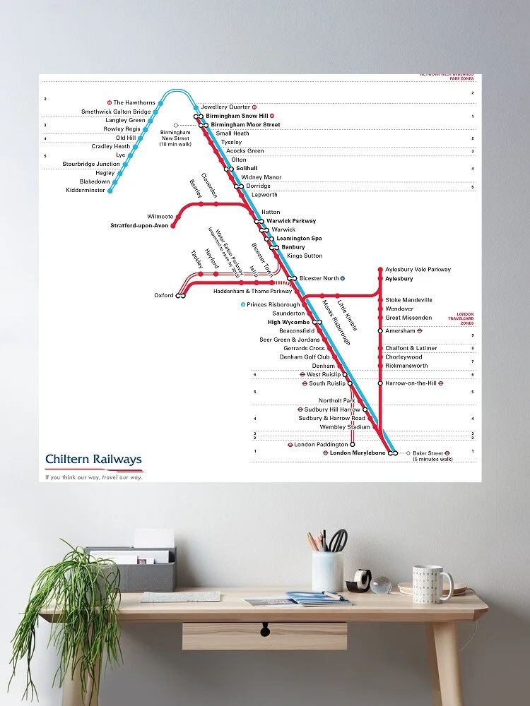 chiltern railways map, Art Picture Print Silk Poster, Home Wall Decor
