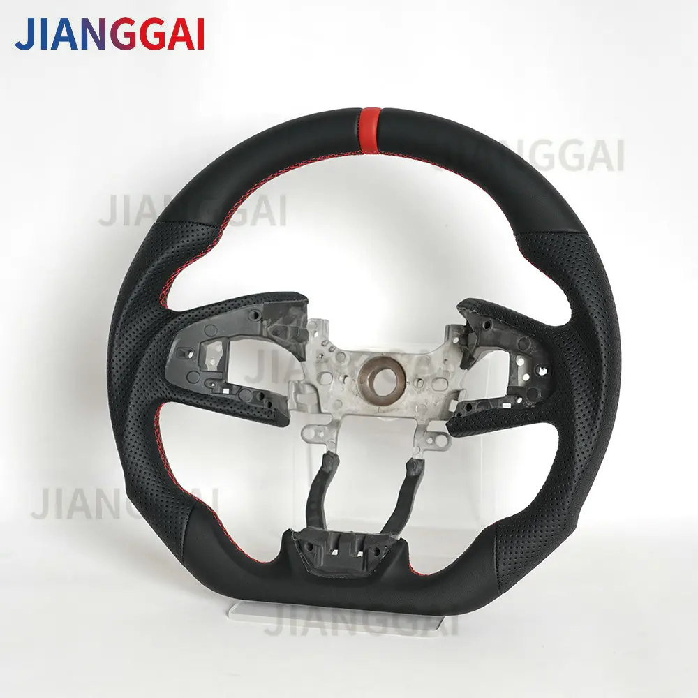 Полностью кожаный руль, подходящий для Honda Civic 10-го поколения FK8 2016-2021D-образный руль, черная гладкая кожа