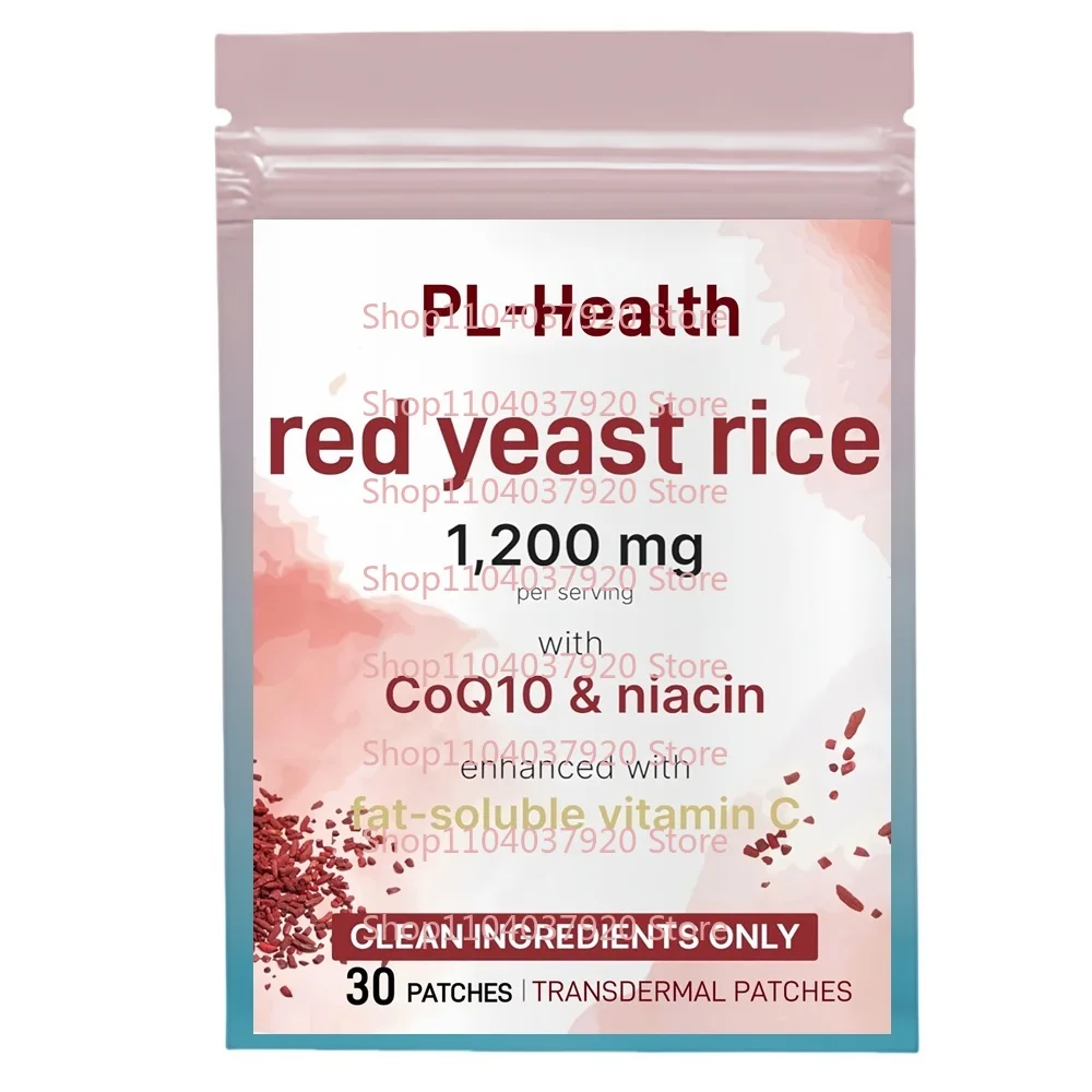 

30 Patches Red Yeast Rice Transdermal Patches with CoQ10 Niacin Vitamin C for Cholesterol Support & Heart Health
