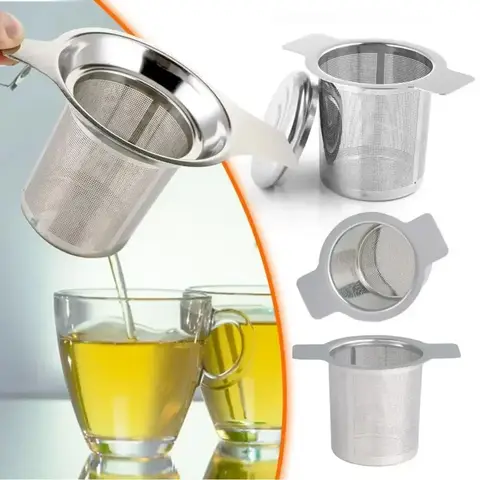 Stainless Steel Tea Infuser Loose Leaf Tea Infuser Stainless Steel Double Handle With Lid Fine Mesh Coffee Filter Hanging Cup Leak Proof Strainer‌