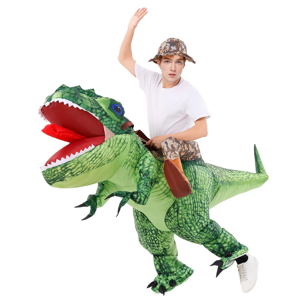 Adult Child Boys Girls Funny Inflatable Dinosaur Costume Riding Tyrannosaurus Rex Cosplay Fancy Dress Kids Halloween Party