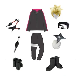 Brdwn Boruto unisex Konoha Uzumaki Boruto Cosplay Costume (top+pants+Headband+Shoes+Kunai+bag+shuriken)
