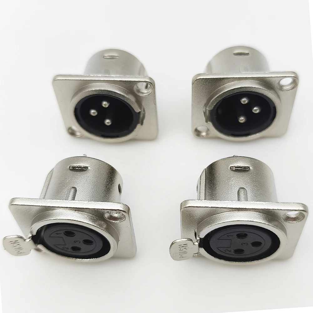 5/10 Stuks 3Pin Metalen XLR Socket Man Vrouw Panel Mount Chassis Socket Audio Microfoon Jack Plug Connector