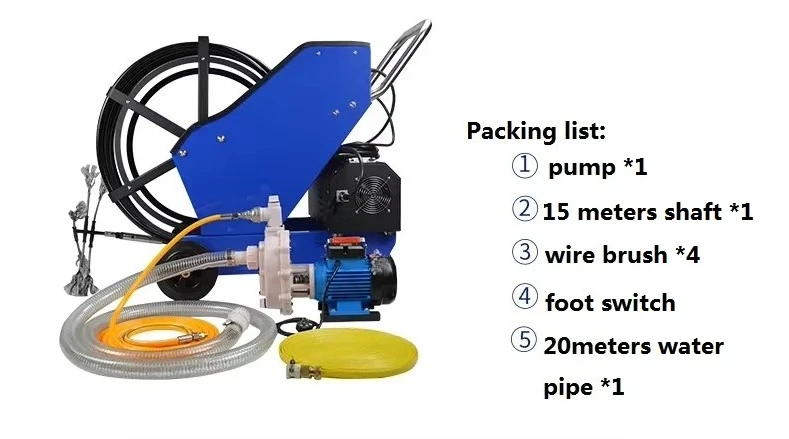 منظف عادم المطبخ الصناعي مع عمود مرن وفرشاة سلكية بطول 15 مترًا للاستخدام التجاري #4